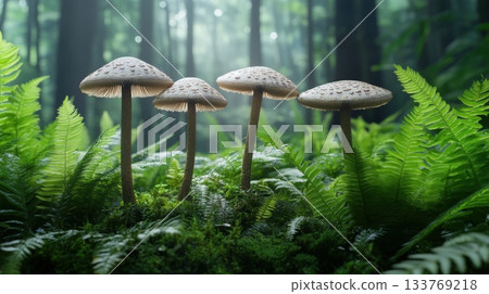Wild mushroom foraging in the forest 133769218