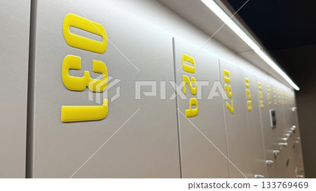 Gray lockers with numbers in the gym 133769469