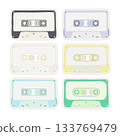 Audio cassette tapes stickers collection, cartoon cute design, multicolored 133769479