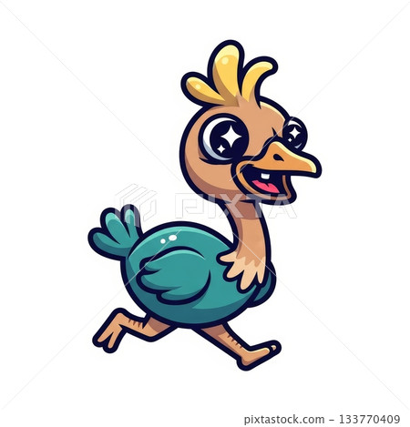 Playful Emu Running Fast with Goofy Expression in Kawaii Style Playful Emu Running Fast with Goofy Expression in Kawaii Style 133770409