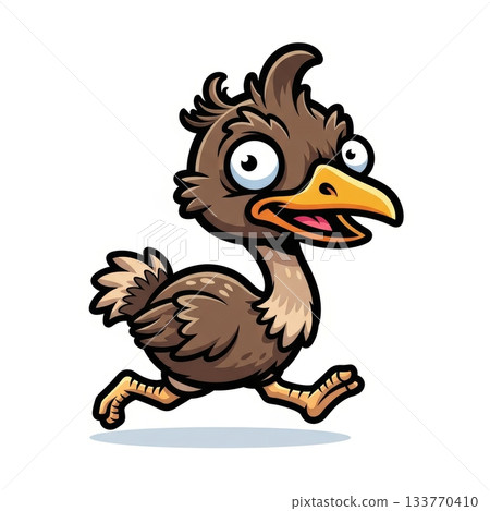 Goofy Emu Running Fast in Kawaii Style Vector Illustration Design 133770410