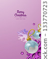 Festive greeting card design with elegant gold decorations and soft white elements for Christmas and New Year themes 133770723