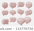 Creative 3D chat icons set, symbolizing dialogue, conversation, texting, communication apps, forums, and social media interaction. 133770730