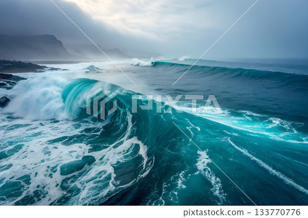 aerial view of a sailing boat aerial view of a sailing boat 133770776