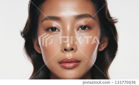 A photograph that gently captures the clear skin and beautiful facial expressions of Japanese women wearing natural makeup. A photograph that gently captures the clear skin and beautiful facial expressions of Japanese women wearing natural makeup. 133770836