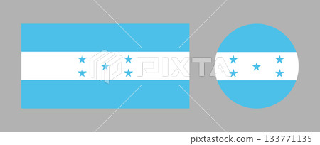 Honduras country flag. Circle, rectangle National flag badge. Republic of Honduras round, rectangular shape, button, banner. 133771135