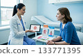 Doctor Discussing Reproductive Health with Patient in Bright Room 133771395
