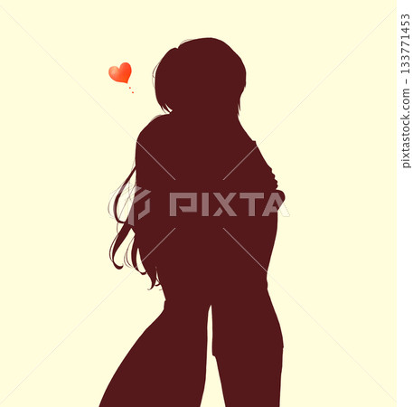Man and woman hugging silhouette 133771453