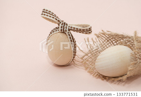 Wooden eggs. Easter concept. Decoration, craft, DIY. High quality photo Wooden eggs. Easter concept. Decoration, craft, DIY. High quality photo 133771531