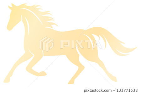 Illustration of a running horse, material for New Year's cards in the Year of the Horse, yellow Illustration of a running horse, material for New Year's cards in the Year of the Horse, yellow 133771538