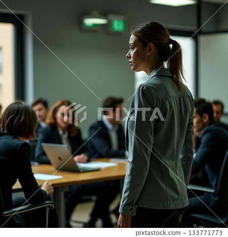 Business meeting in a modern office setting Generative AI 133771773
