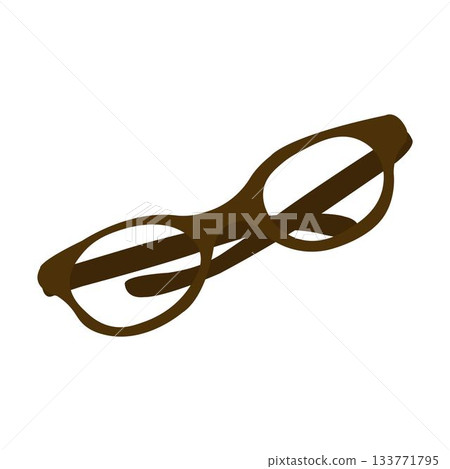 Glasses for eyesight in brown color flat illustration for print. Glasses for eyesight in brown color flat illustration for print. 133771795