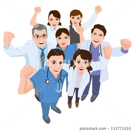 Medical team in a hard-working pose 133771810