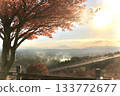 Sakurajima and autumn leaves in the distance 133772677