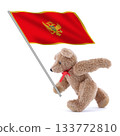 Montenegro flag being carried by a cute teddy bear 133772810