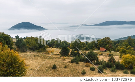 Drone Landscape of Traditional Rural House in Mountains Drone Landscape of Traditional Rural House in Mountains 133772879