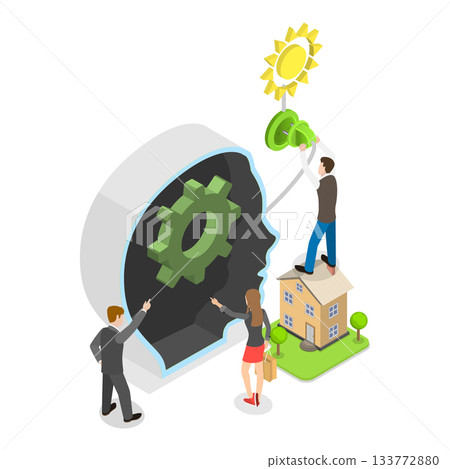 3D Isometric Flat Vector Illustration of Green Energy, Renewable Power Sources. Item 1 3D Isometric Flat Vector Illustration of Green Energy, Renewable Power Sources. Item 1 133772880