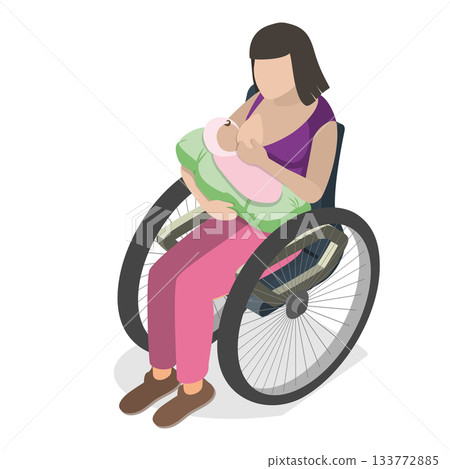 3D Isometric Flat Vector Illustration of Disabled Character and Household Chores, Home Tasks Completion. Item 2 133772885