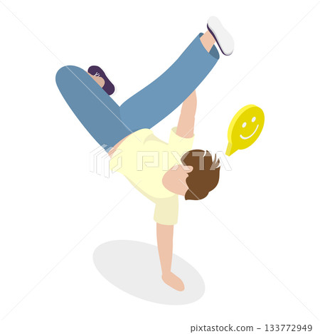 3D Isometric Flat Vector Illustration of Hip-hop Dancer, Breakdance Style. Item 1 133772949