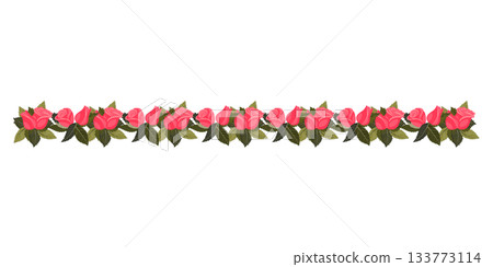 A border of bright pink, lush roses and buds for your design. A border of bright pink, lush roses and buds for your design. 133773114