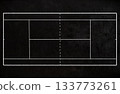 tennis field hand drawn with chalk on blackboard 133773261