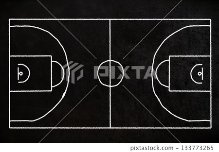 soccer field hand drawn with chalk on blackboard 133773265