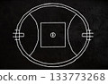 australian football field hand drawn with chalk on blackboard 133773268