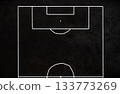soccer field hand drawn with chalk on blackboard 133773269