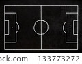 soccer field hand drawn with chalk on blackboard 133773272