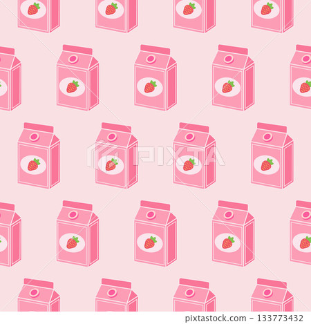 Package with strawberry milk pattern. Isolated white background. Vector simple flat illustration Package with strawberry milk pattern. Isolated white background. Vector simple flat illustration 133773432