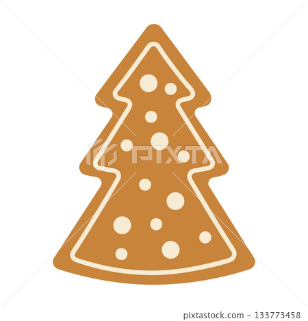 Cute cartoon Christmas gingerbread man. Isolated white background. Vector illustration 133773458