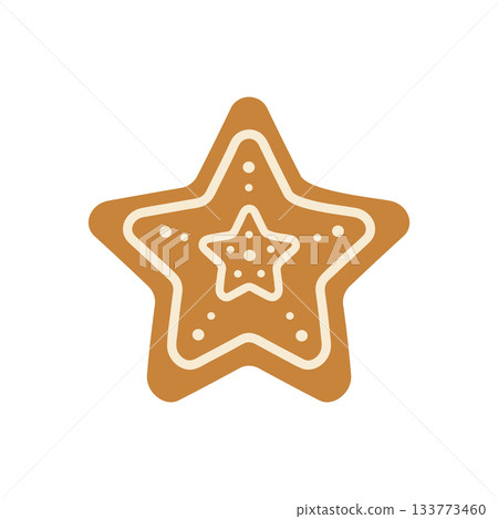 Cute cartoon Christmas gingerbread man. Isolated white background. Vector illustration 133773460