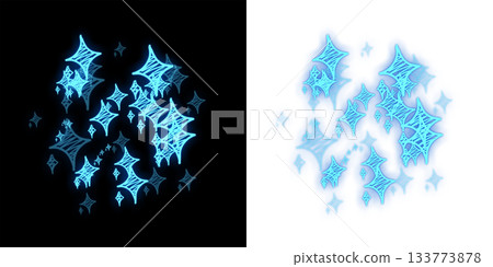 Blue glowing magic effect glitter material (transparent background PNG) 133773878