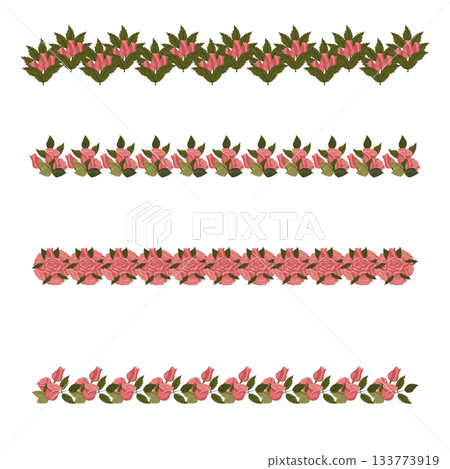 A set of light pink rose borders for your design. A set of light pink rose borders for your design. 133773919