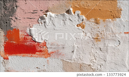 Vibrant patches of paint on wall Vibrant patches of paint on wall 133773924