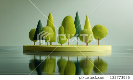 Vibrant trees on calm water 133773926