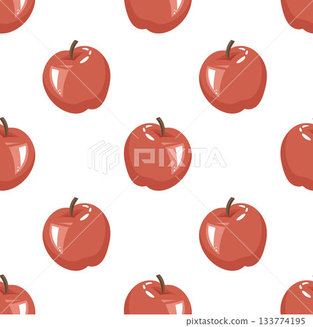 Seamless pattern of ripe red apples. Cute fruity background. Seamless pattern of ripe red apples. Cute fruity background. 133774195
