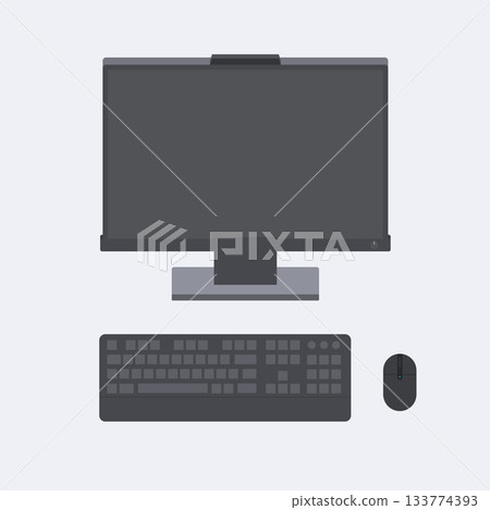 Monitor keyboard and mouse flat style. Workplace with PC 133774393