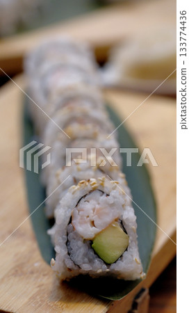 A shot of tasty sushi up close 133774436