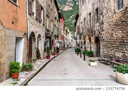 Street scene in Villefranche de Conflent, France in Catalonia Re Street scene in Villefranche de Conflent, France in Catalonia Re 133774756