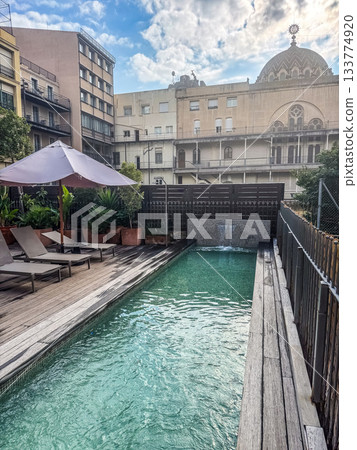 Rooftop Swimming Pool and Terrace in Urban Setting 133774920