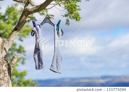 Clothes hanging to dry outdoor 133775099