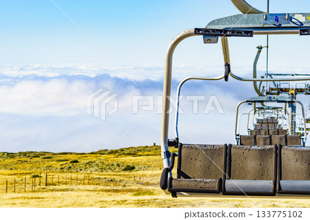 Chair lift in mountain, Serra da Estrela, Portugal Chair lift in mountain, Serra da Estrela, Portugal 133775102