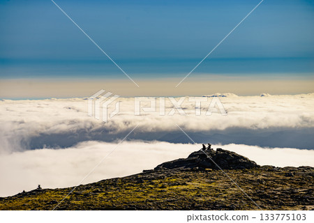 Clouds above mountain. Serra da Estrela in Portugal. 133775103