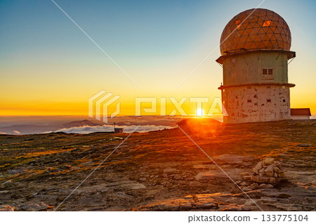 Torre peak at sunset, Serra da Estrela in Portugal. Torre peak at sunset, Serra da Estrela in Portugal. 133775104
