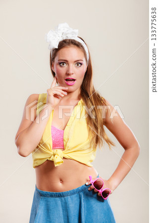 Alluring seductive pretty pin up woman girl. 133775638