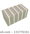 Economic illustration material - Stacks of new banknotes, realistic 10,000 yen bills, 1 billion yen bills, stacked flat (2_1) 133776301