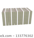 Economic illustration material - pile of new banknotes, realistic 10,000 yen bills, 1 billion yen bills, stacked flat (2_2) 133776302