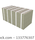 Economic illustration material - Stacks of new banknotes, realistic 10,000 yen bills, 1 billion yen bills, stacked flat (2_7) 133776307