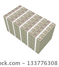 Economic illustration material - Stacks of new banknotes, realistic 10,000 yen bills, 1 billion yen bills, stacked flat (2_8) 133776308